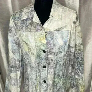 Kaktus Women’s Medium Textured Multi-Colored Long Sleeve Button Up Blazer